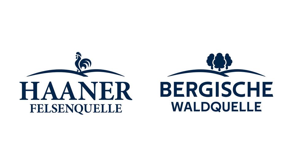 Logos von Haaner Felsenquelle und Bergische Waldquelle auf weißem Hintergrund.